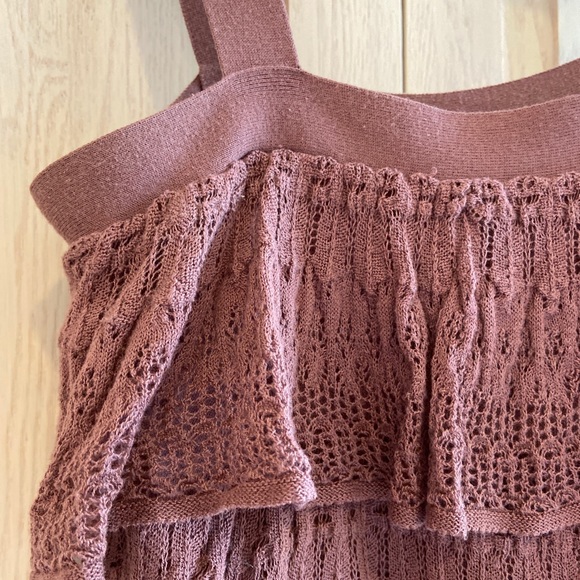 Moth Anthropologie Tiered Brown Crochet Tank Top | Size XS - Picture 3 of 6